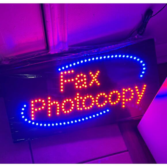 LED Sign Fax Photocopy Bright Red & Blue Lights - Picture 1 of 3